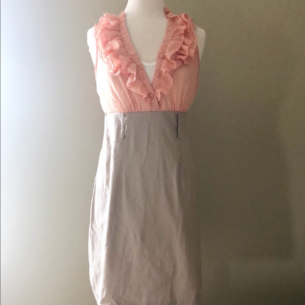 Peach ruffle polka dot dress